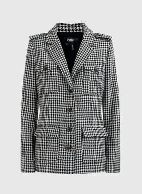 Paige Skylar Houndstooth Jacket Blazer Black White Medium Structured Classic